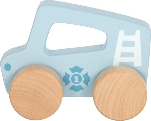 Small Foot Push Car Blue Wood 2-in-1 Gripping Toy & Toy Vehicle, Motor Skills Toy for Toddlers from 6 Months and up, 12710